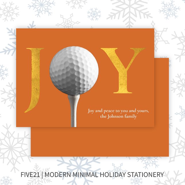 Modern Golf Joy & Peace Orange Christmas Holiday Card (Creator Uploaded)