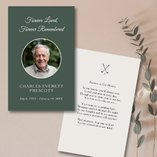 Modern Golf Memorial Photo Memorial Prayer Card