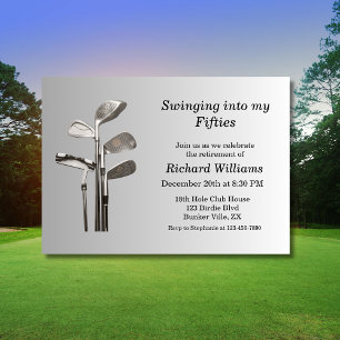 Modern Golf Sport Golf Clubs 50th Birthday  Invitation