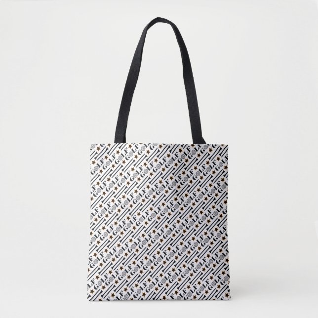 Modern Golf Typography Pattern Tote Bag (Front)