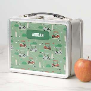 Modern Golfer Golf Theme Personalised Name Metal Lunch Box