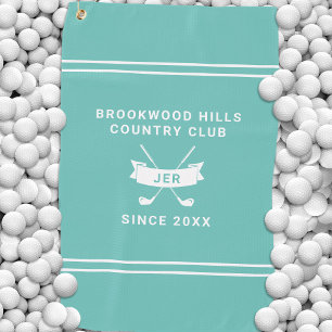 Modern Golfer Monogram Initials Golf Clubs Teal Towel