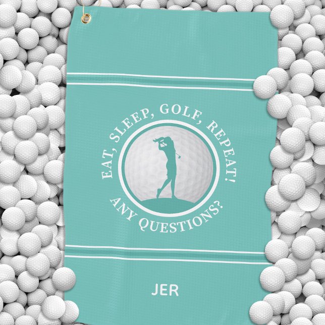 Modern Golfer Monogram Quote Sports Pro Golf Teal Golf Towel (Modern Golfer Monogram Quote Sports Pro Golf Teal Golf Towel)