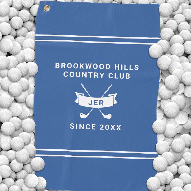 Modern Golfer Monogrammed Initials Golf Clubs Blue Towel (Modern Golfer Monogrammed Initials Golf Clubs Blue Golf Towel)