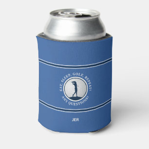 Modern Golfer Women’s Monogram Personalised Blue Can Cooler