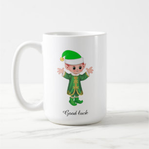 Modern Good Luck Elf and Script Mug