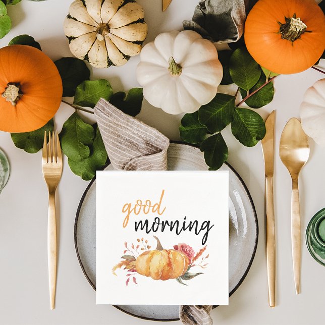 Modern Good Morning Pumpkin Quote Napkin (Creator Uploaded)