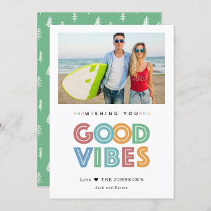 Modern Good Vibes Colourful Photo Holiday Card