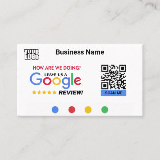 Modern Google Review Card Template w/ QR Code Link