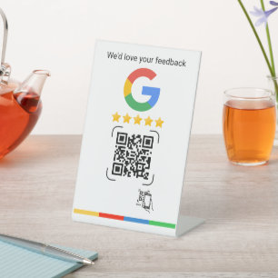 Modern Google Review QR Scan Stand Pedestal Sign