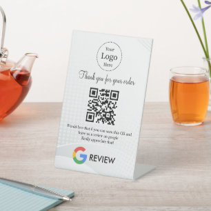 Modern Google reviews qr code tabletop sign