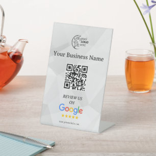 Modern Google reviews qr code tabletop sign