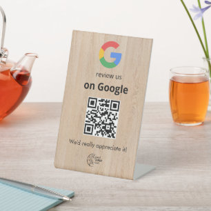 Modern Google reviews qr code tabletop sign