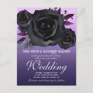 Modern Goth Purple Black Roses QRC  Postcard