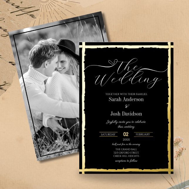 Modern Gothic Black Golden Photo Wedding (Creator Uploaded)