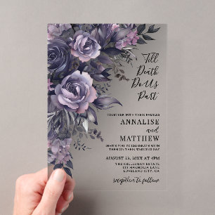 Modern Gothic Floral Wedding Acrylic Invitations