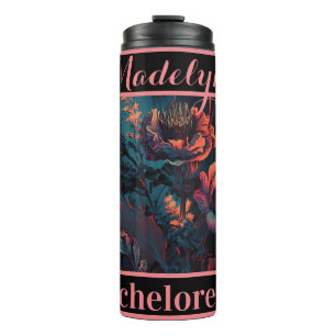 Modern Gothic Floral Wedding Bridesmaid Thermal Tumbler