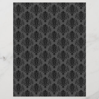 Modern Gothic Grey Black Damask Scrapbook Paper