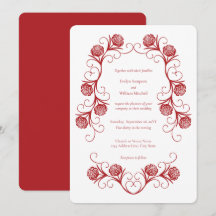 Modern Gothic Rose Swirls Crimson Red Wedding