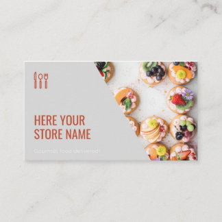 Modern Gourmet Food Photo Catering Business Card