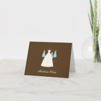 Modern Gown Bridal Shower Thank You Card Turquoise