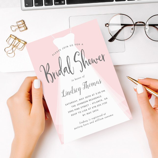 Modern Gown EDITABLE COLOR Bridal Shower Invite (Creator Uploaded)