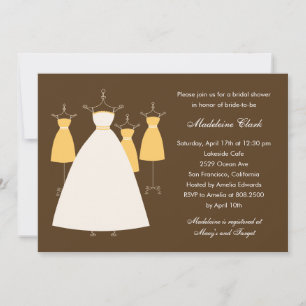Modern Gowns Bridal Shower Invitation - Mustard