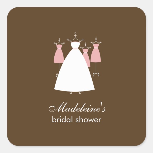 Modern Gowns Favour Stickers - Pink (Front)
