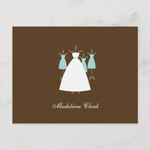 Modern Gowns Flat Thank You Card - Turquoise