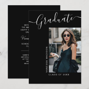 Modern Grad 1 Photo Elegant Script Announcement