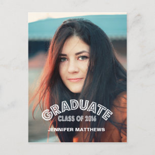 MODERN GRAD 2016 GRADUATION PARTY INVITATION POSTCARD