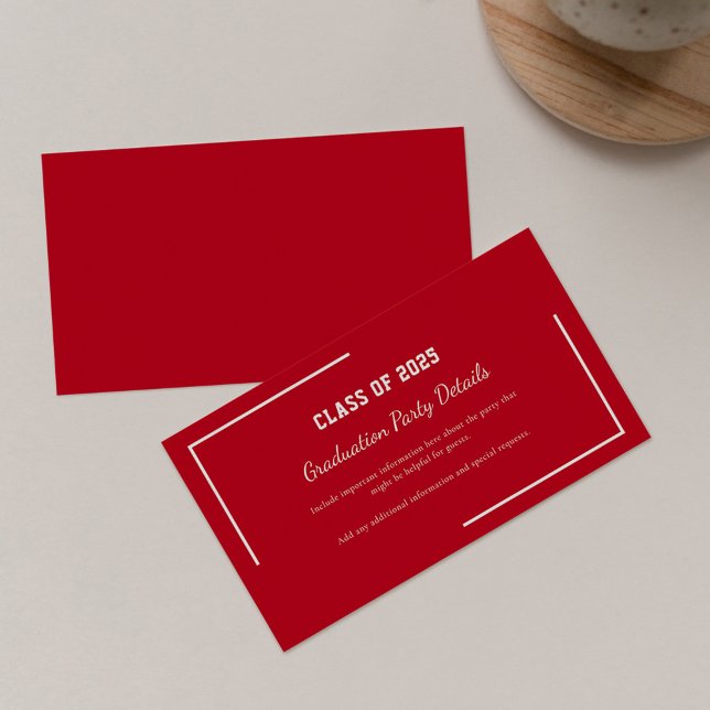 Modern Grad 2025 Grad Geometric Graduation Party Enclosure Card (Graduation 2025 Party Geometric Invitation Red Enclosure Card)