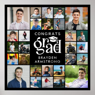 Modern Grad 28 Photo Collage Bold Type Cap Poster