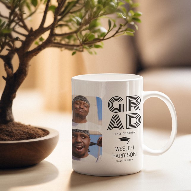 Modern GRAD 4x photo collage Graduate Coffee Mug (Creator Uploaded)