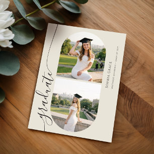 Modern Grad Arch Photo Graduation Announcement Postcard