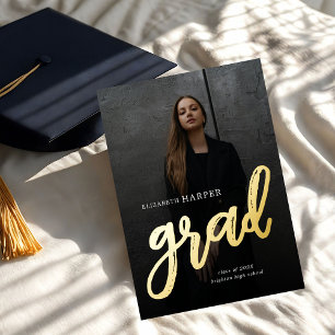 Modern Grad Brush Script Photo Graduation