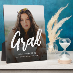 Modern Grad Brush Script Photo Graduation  Plaque