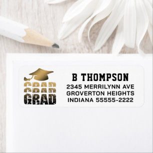 Modern GRAD Cap Gradient Black Gold Return Address Return Address Label