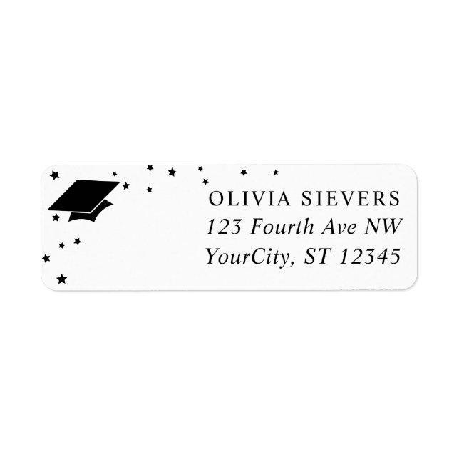 Modern Grad Cap Graduation Return Address Label (Front)