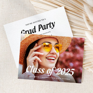 Modern Grad Class of 2025 Photo Graduation Party Invitation