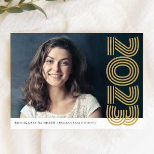 Modern Grad Class Year Stripes Photo Graduation Announcement