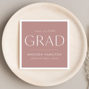 Modern Grad Dusty Rose Graduation Napkin