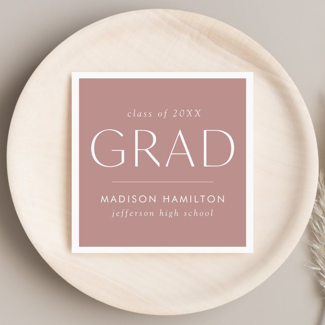 Modern Grad Dusty Rose Graduation Napkin (Creator Uploaded)