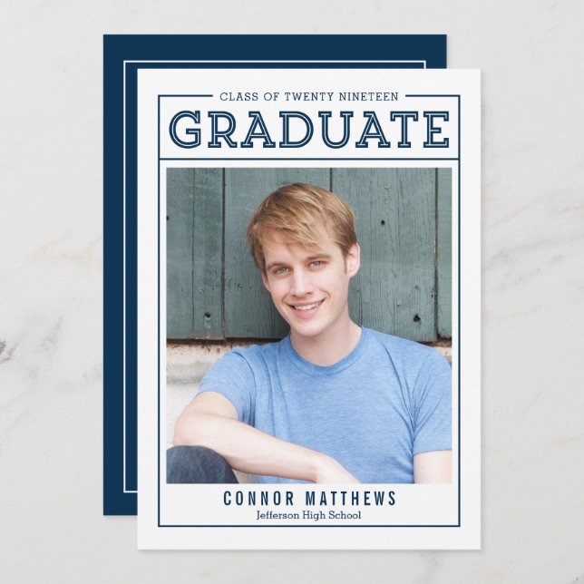 Modern Grad EDITABLE COLOR Graduation Invitation (Front/Back)