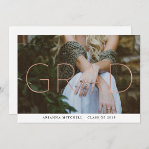 Modern Grad Faux Rose Gold Photo Graduation Party Invitation