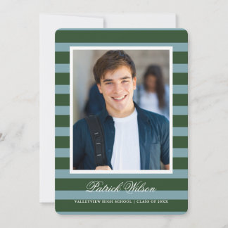 Modern Grad graduation announcement card_green