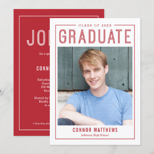 Modern Grad Graduation Announcement Invitation