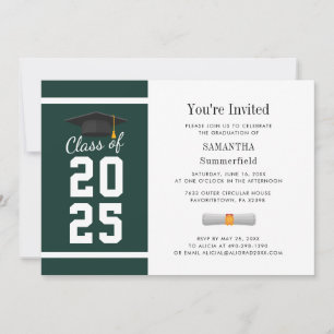 Modern Grad Green White Grad Photo Graduation 2026 Invitation
