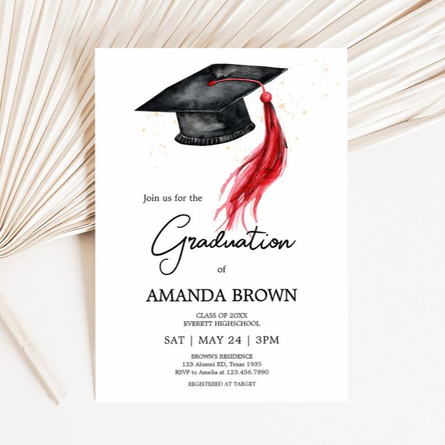 Modern Grad Hat Graduation Party Invitation (Grad Hat Modern Graduation Party Invitation )