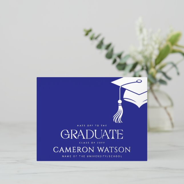 Modern Grad Hat Tassel Graduation Foil Postcard (Standing Front)